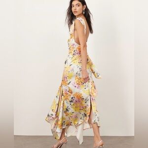 ARRANGE square cut slip midi dress with back trim distorted floral print 8